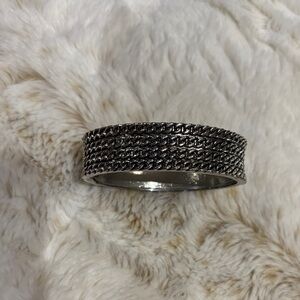 Silver-Tone Chain Detail Bangle Bracelet
